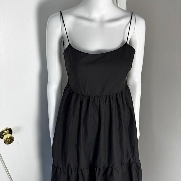 Commense‎ Boho Pleated Solid Black Backless Tiered Evening Cocktail Maxi Dress S - Picture 14 of 17